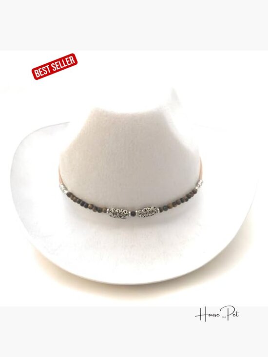 Genuine Tiger Eye Gemstone Western Hat Band Adjustable Bolo Bead Slip Knot main image 7